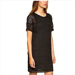 Vince Crochet Lace Shift Dress 00 Black Capsule Travel Resort Beach Minimalist